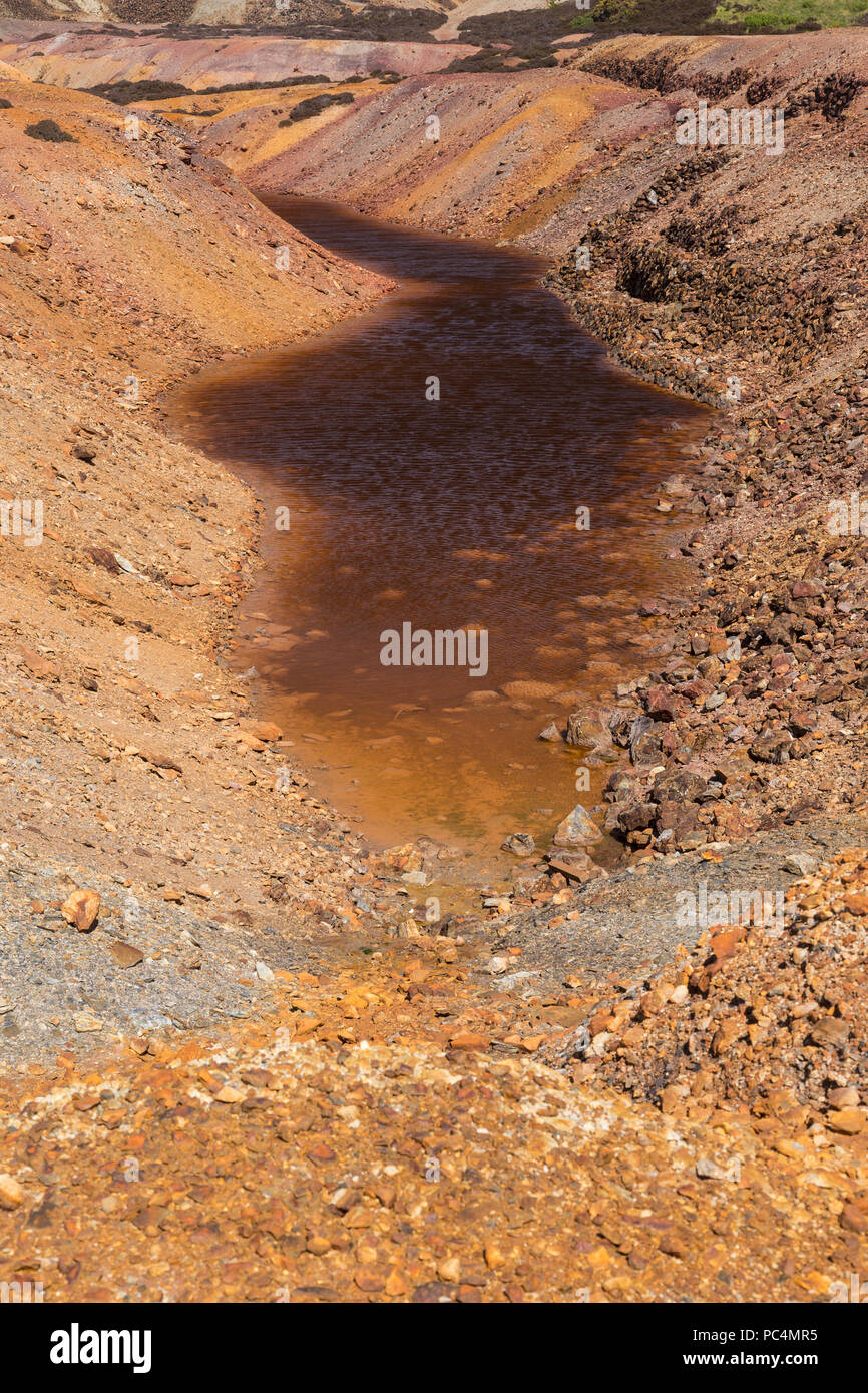 Abandoned open cast mine, Parys Mountain, Anglesey, North Wales Stock Photo