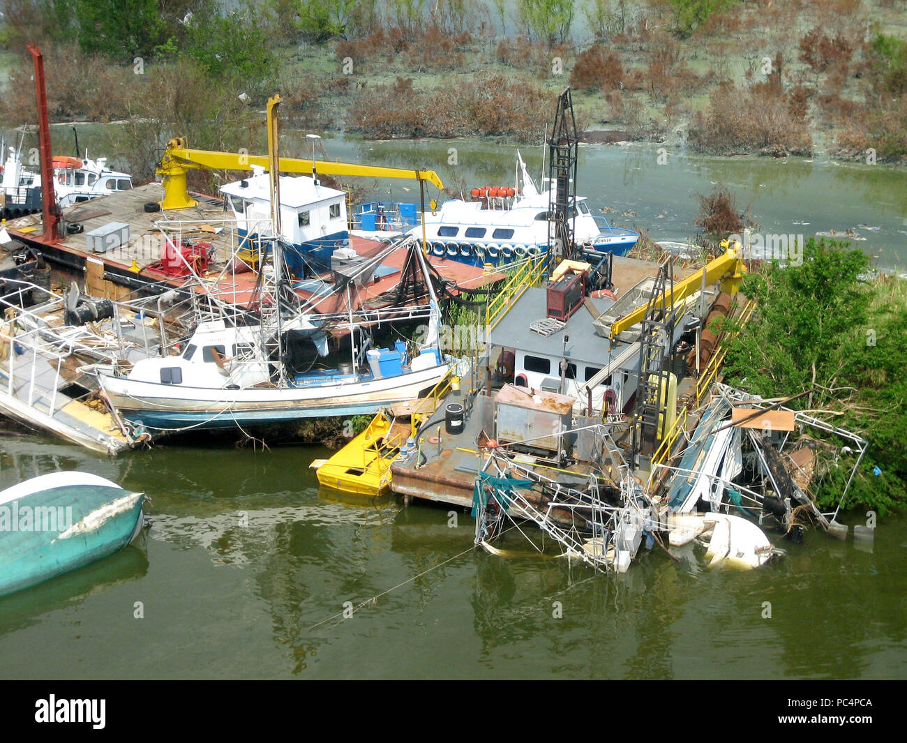 Hurricane Katrina Aftermath Displaced Boats Empire, Louisiana Stock