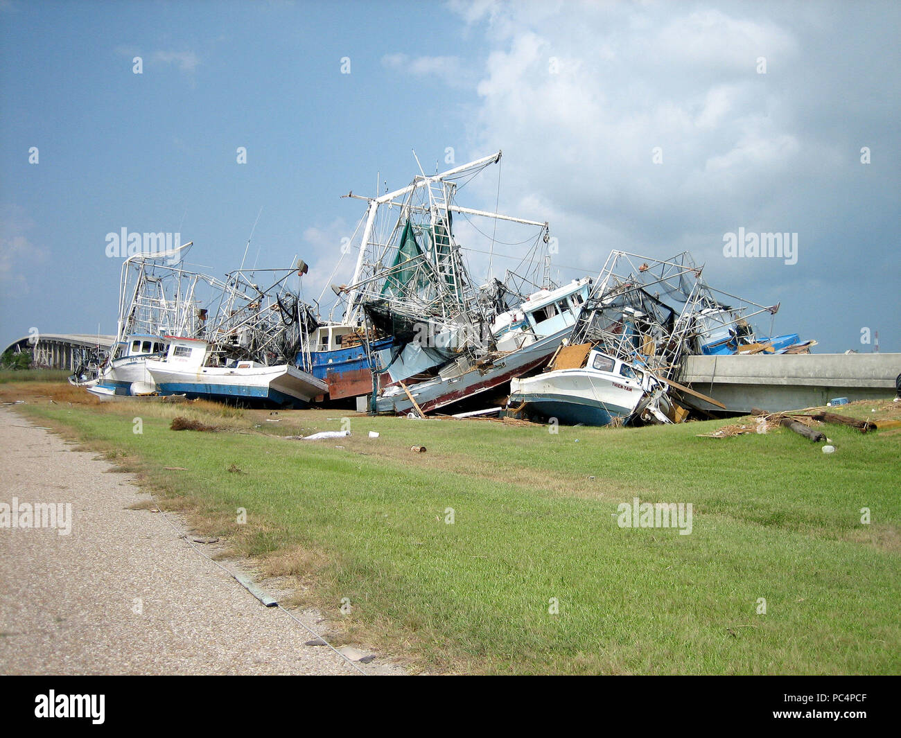 Hurricane Katrina Aftermath Displaced Boats Empire, Louisiana Stock