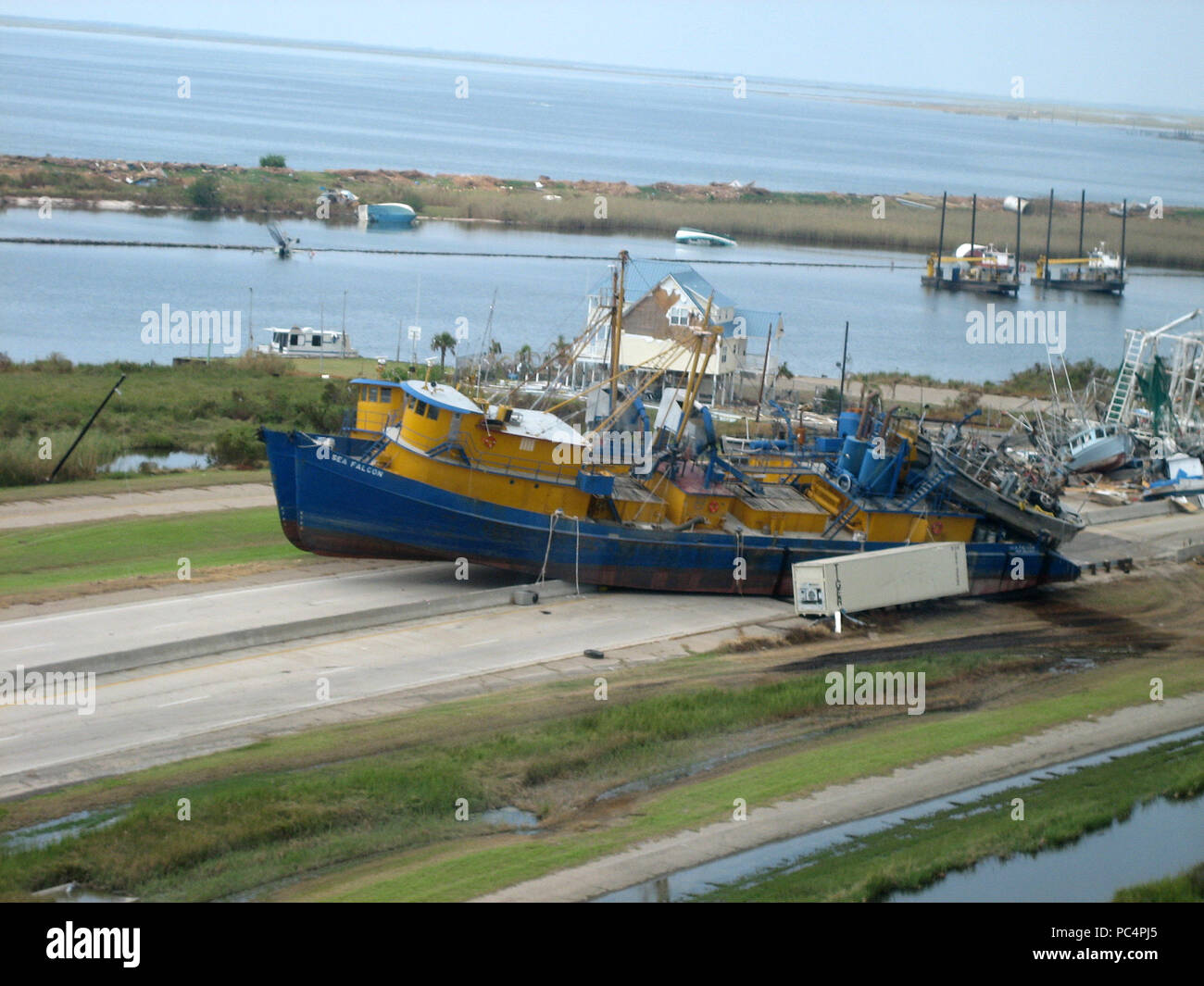 Hurricane Katrina Aftermath Displaced Boats Empire, Louisiana Stock