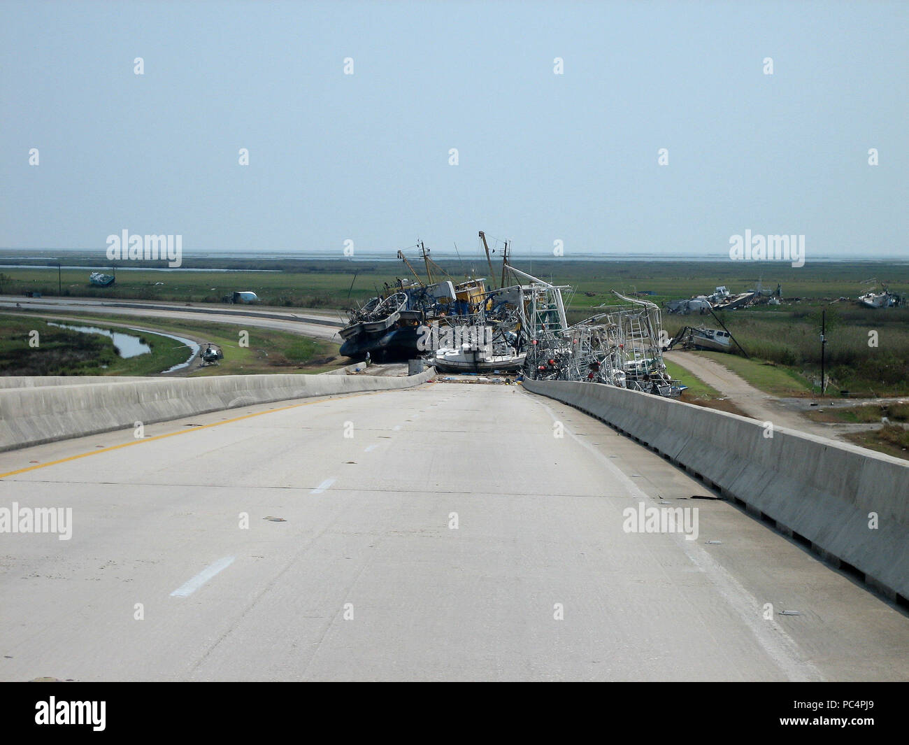 Hurricane Katrina Aftermath Displaced Boats Empire, Louisiana Stock