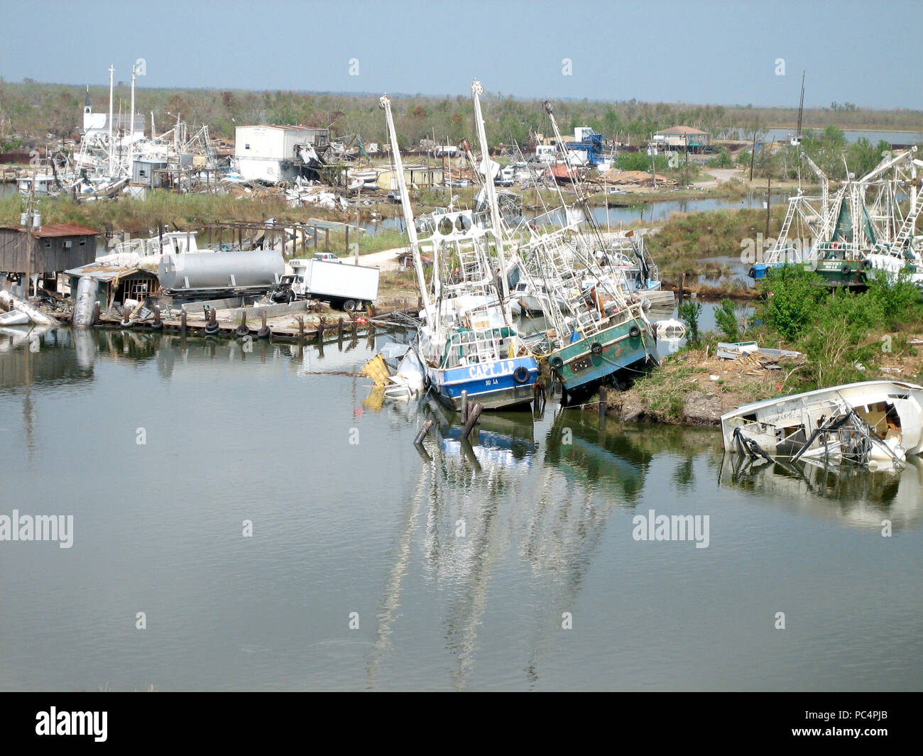 Hurricane Katrina Aftermath Displaced Boats Empire, Louisiana Stock