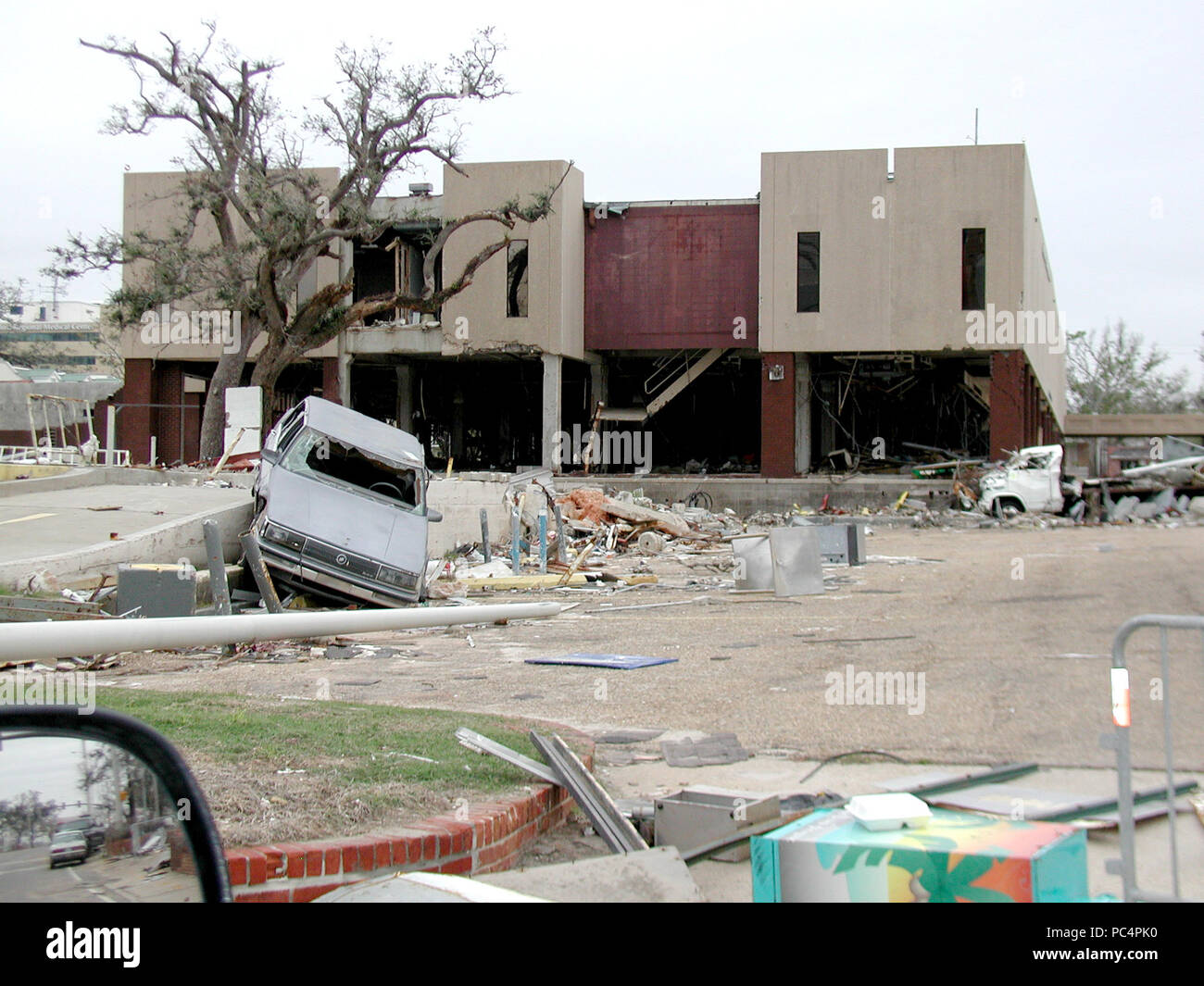 Hurricane Katrina Aftermath - Damaged commercial building Stock Photo