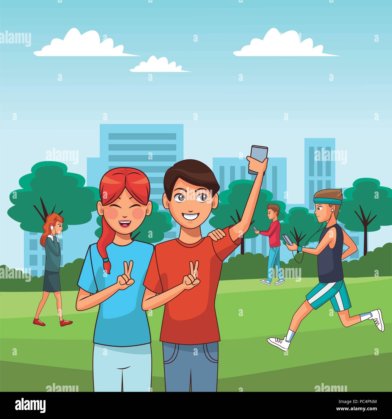 Young people and smartphone Stock Vector Image & Art - Alamy