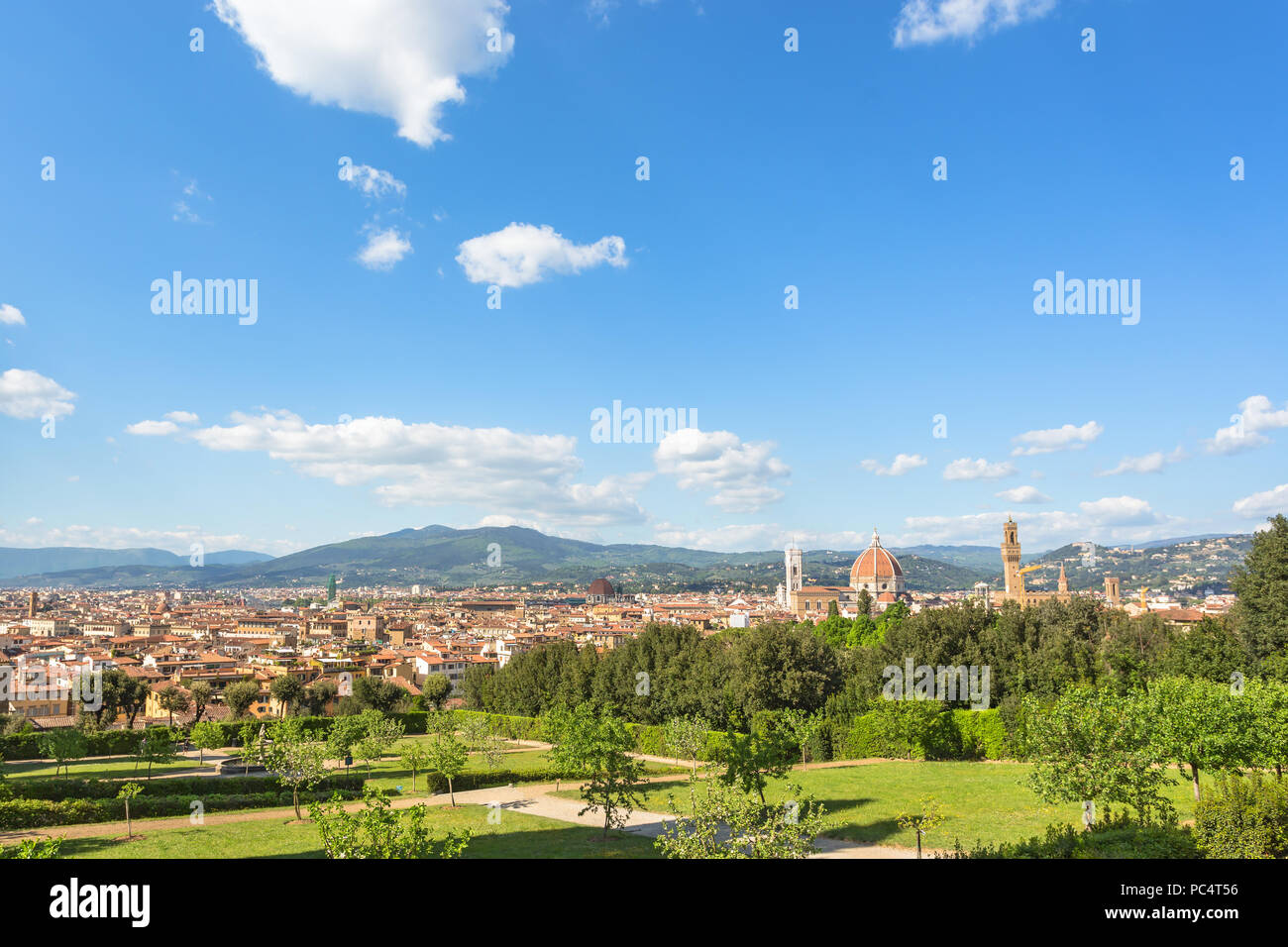 Boboli Gardens with a city view of Florence Stock Photo