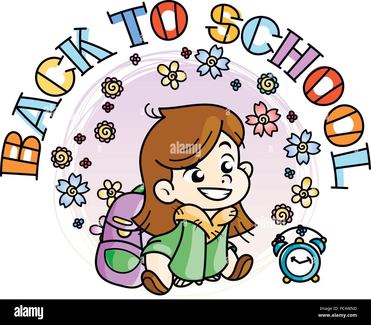 Welcome Back To School Cute School Kid Ready To Education Design Element For Print T Shirt Poster Card Banner Vector Illustration Stock Vector Image Art Alamy