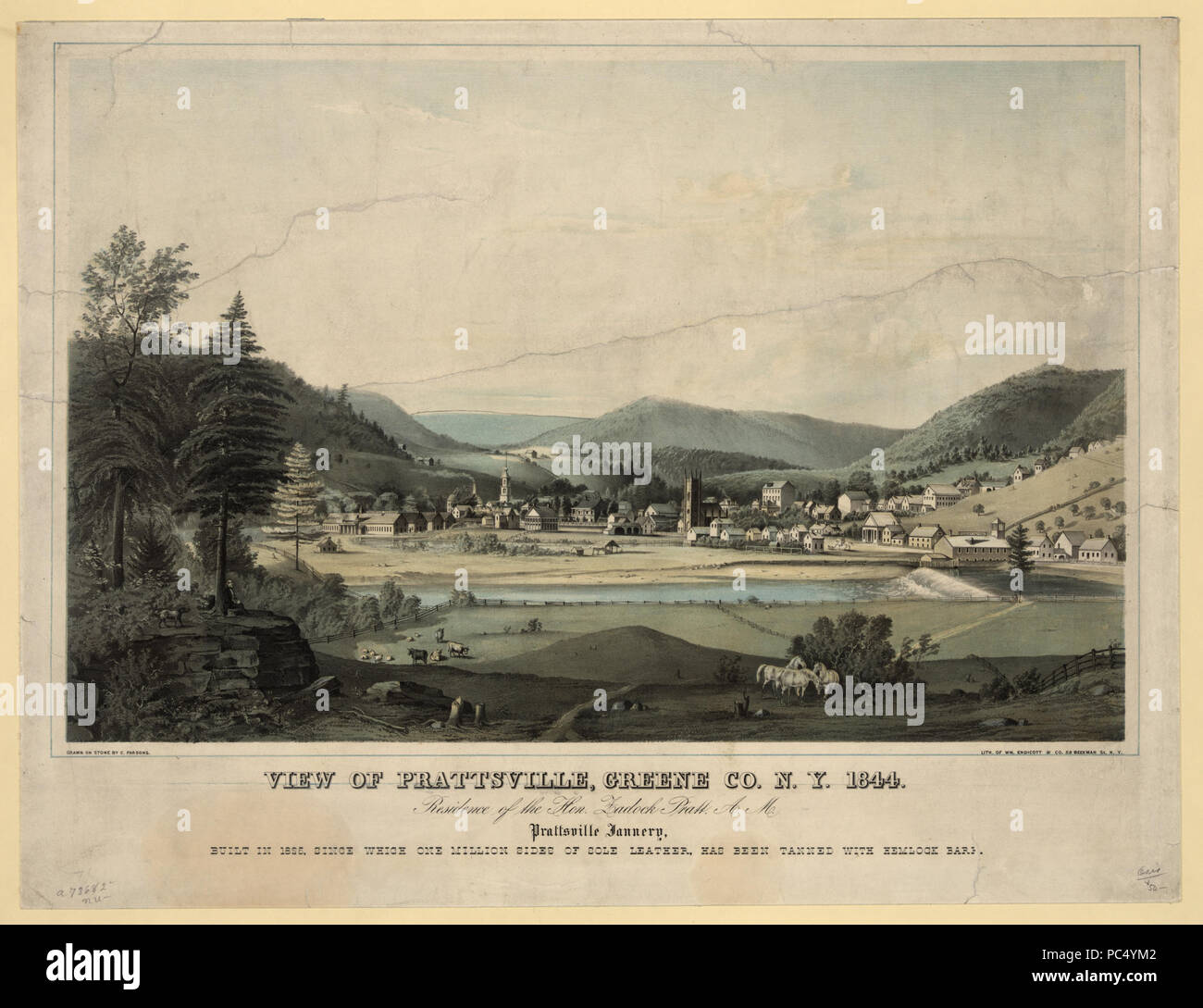 500 Prattsville New York 1844 drawing uncropped Stock Photo