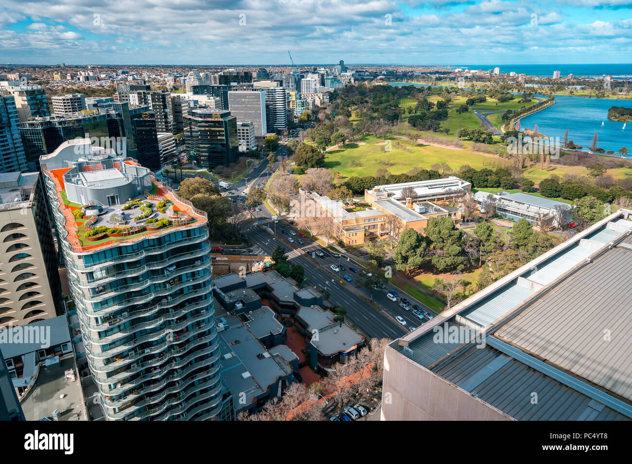 Melbourne, Australia View from the rooftop of the apartment building