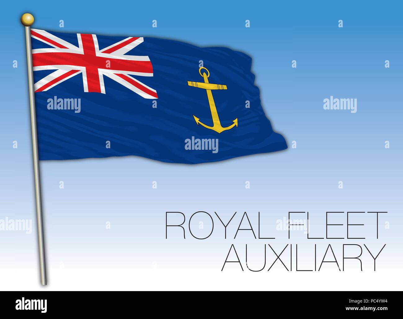 Royal Fleet Auxiliary ensign flag, United Kingdom, vector illustration Stock Vector