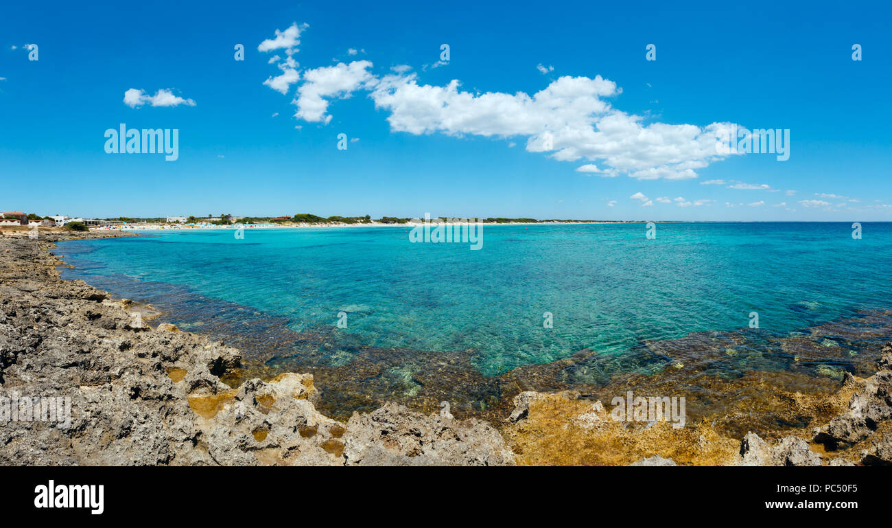 Picturesque Ionian sea Torre Colimena beach panorama, Salento, Puglia