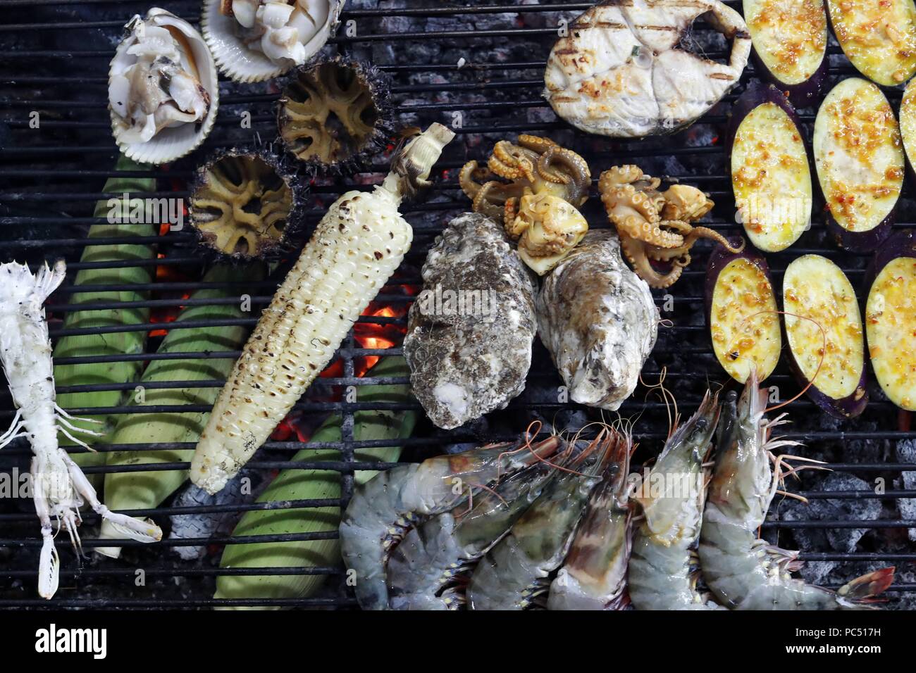 Seafood restaurant in Duong Dong town. Barbecue. Phu Quoc. Vietnam
