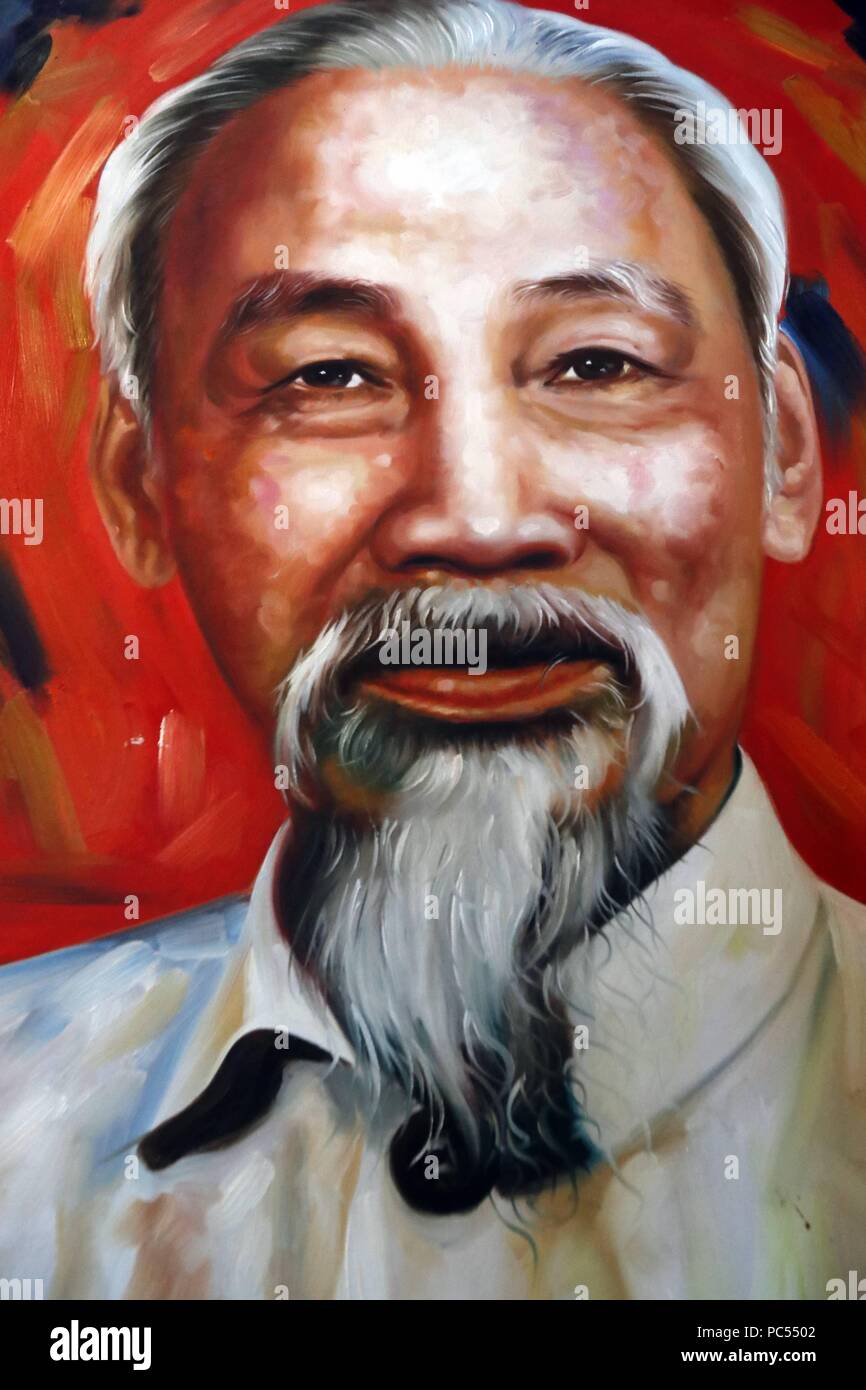 Painting of Ho Chi Minh. President (1945Ð69) of the Democratic Republic ...