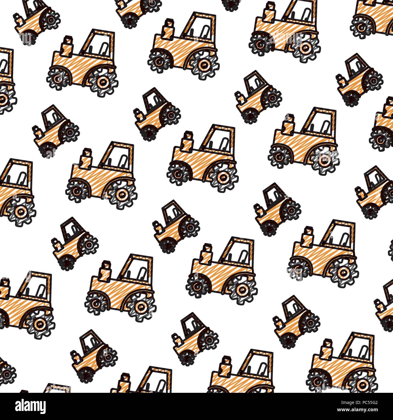 doodle agrimotor tractor farm equipment background Stock Vector Image ...