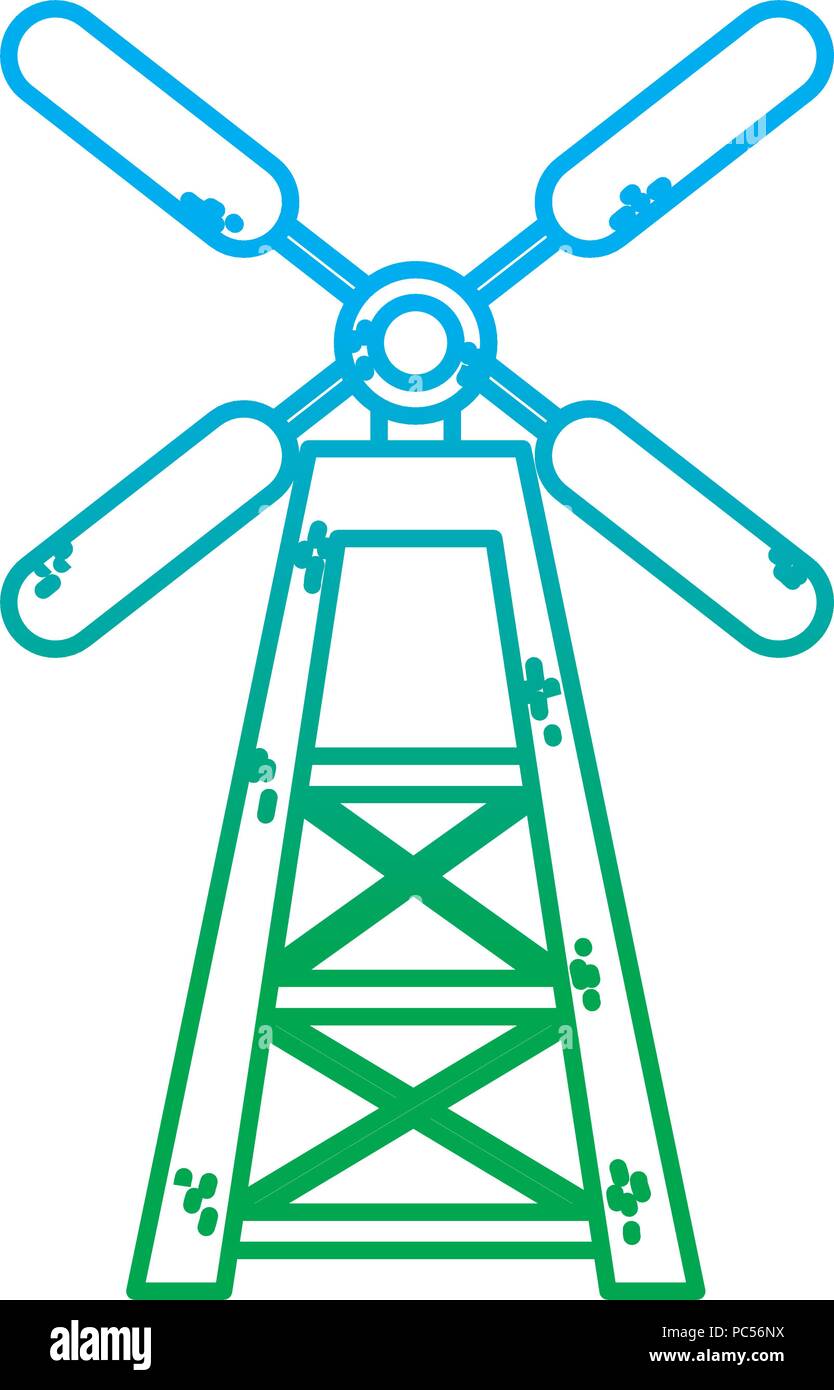 degraded line nature windmill organic agriculture farm Stock Vector ...