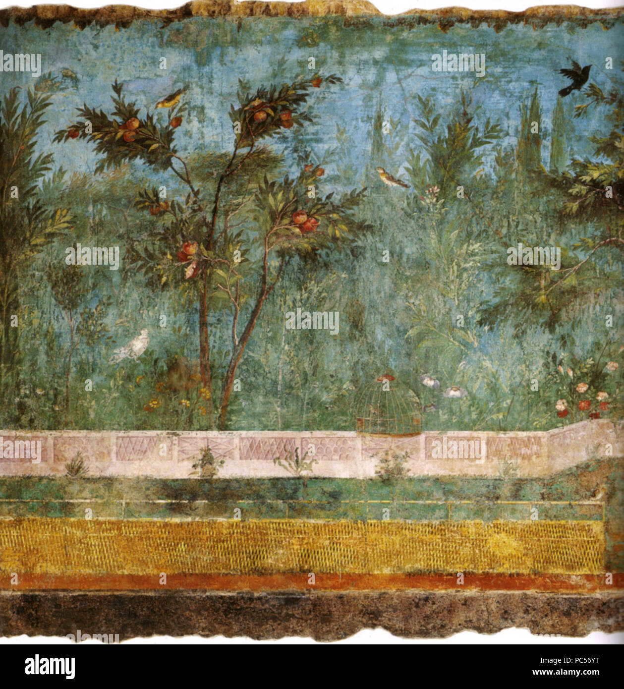 633 Villa di livia, affreschi di giardino, parete corta meridionale 01 Stock Photo