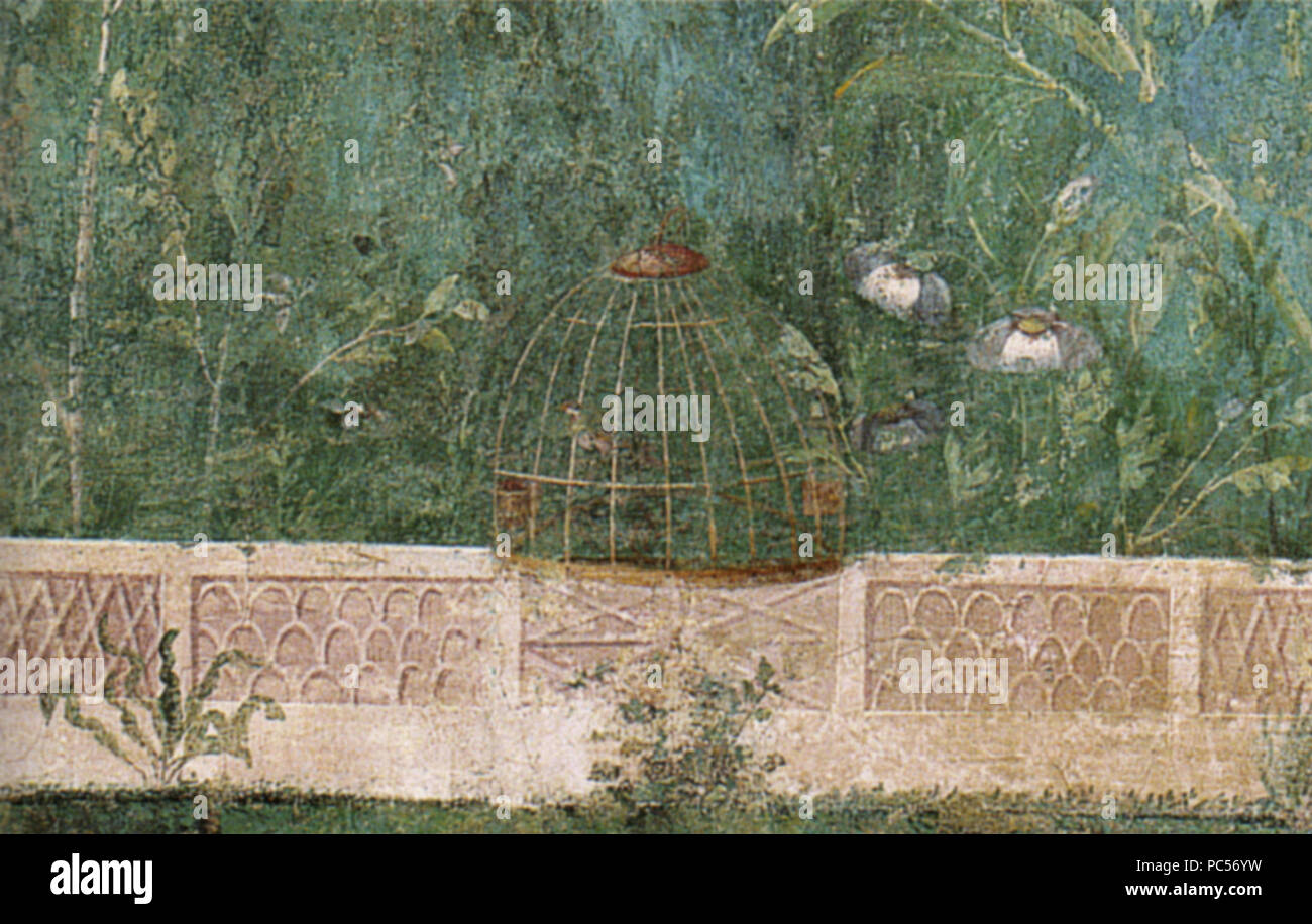633 Villa di livia, affreschi di giardino, parete corta meridionale 03 Stock Photo