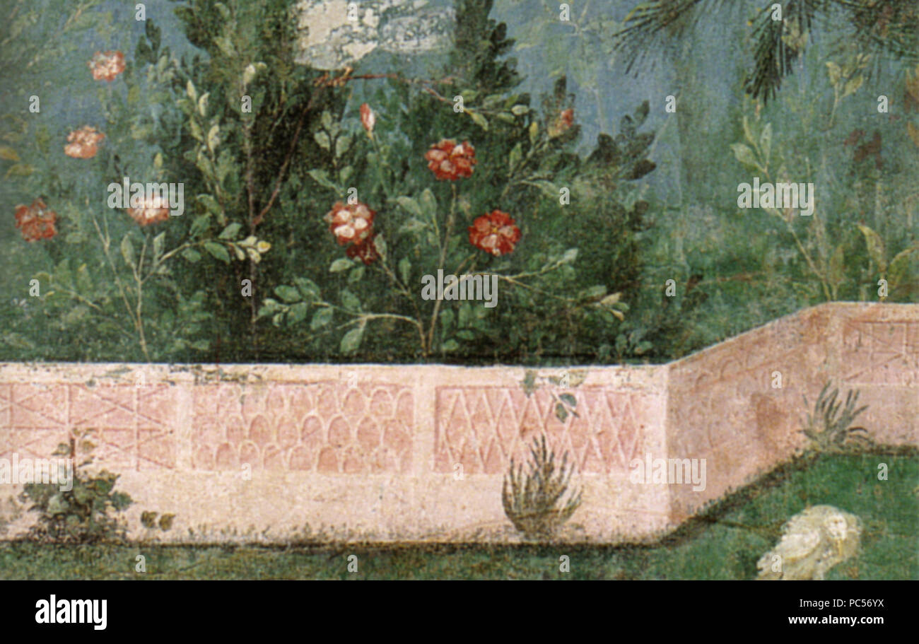 633 Villa di livia, affreschi di giardino, parete corta meridionale 04 Stock Photo