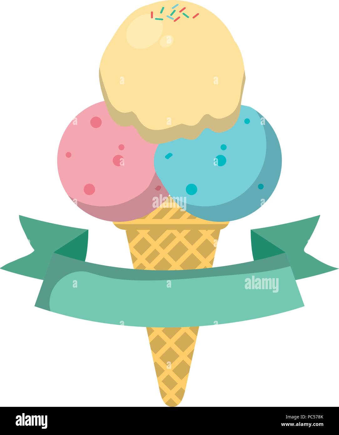 color ice cream with three balls and ribbon Stock Vector Image & Art ...