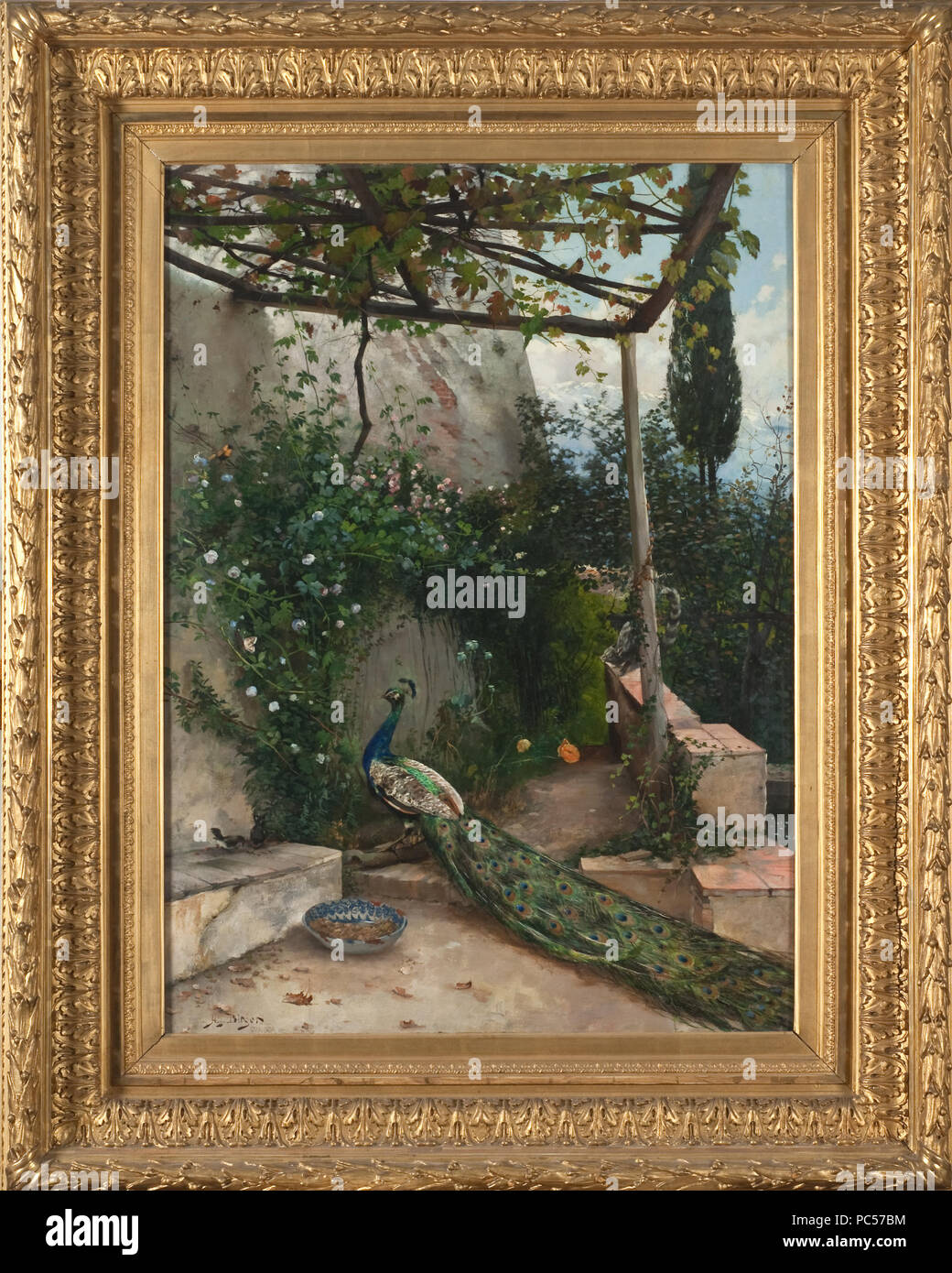 85 Terrace with Peacock, the Alhambra (Hugo Birger) - Nationalmuseum - 23702 Stock Photo