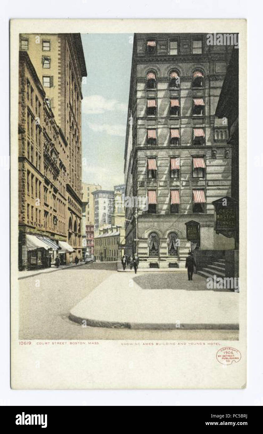 658 Young's Hotel, Ames Building, from Court Street, Boston, Mass. by Detroit Publishing Co NYPL Stock Photo