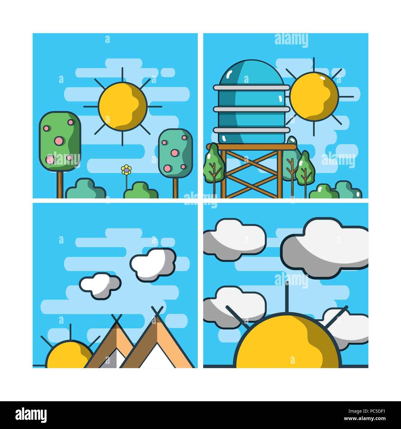 Set of landscape cartoons Stock Vector Image & Art - Alamy