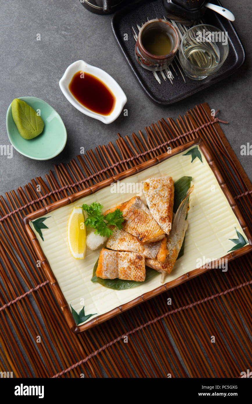 salmon belly grilled teriyaki Stock Photo Alamy