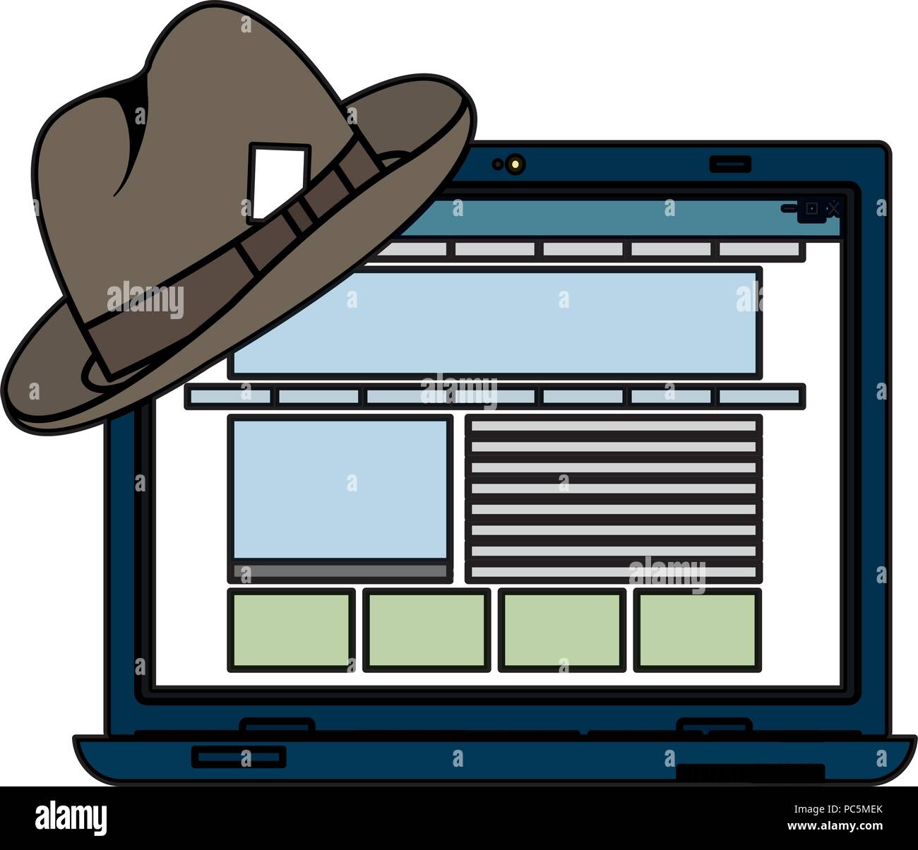 color electronic laptop technology and elegant hat Stock Vector Image ...