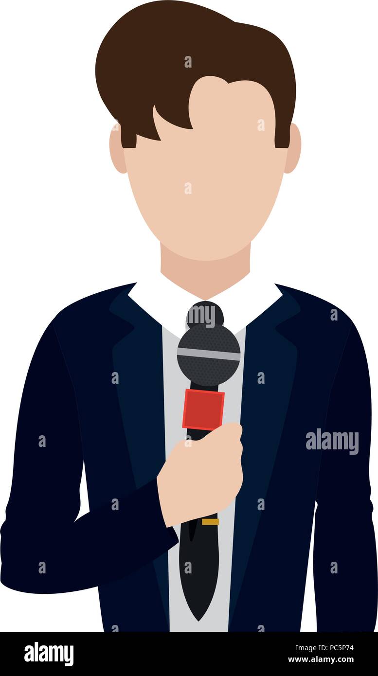 cute journalist occupation with microphone object Stock Vector Image ...