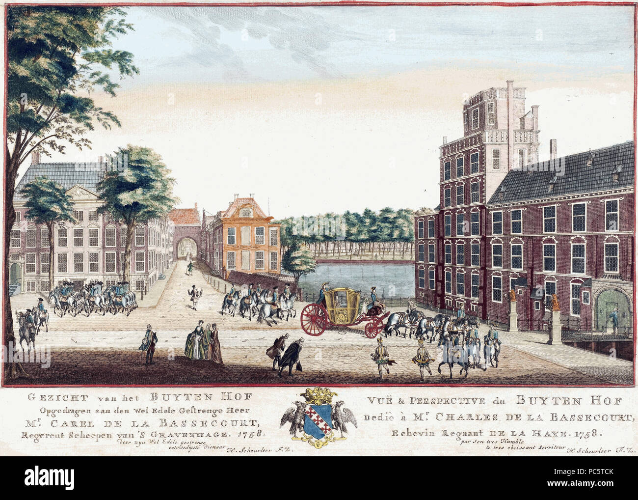 1 1758. Gezicht van het Buyten Hof Stock Photo