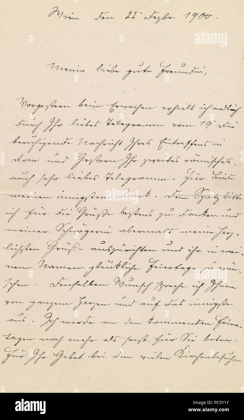 15 Brief Franz Joseph an Katharina Schratt 19001222 p1 Stock Photo