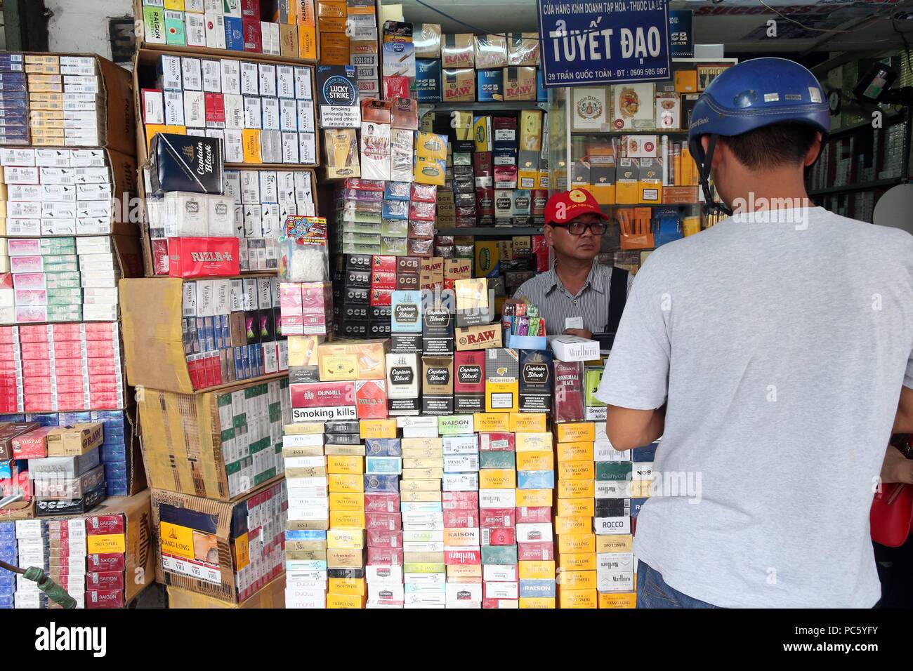 Cigarettes and Tobacco for sale. Ho Chi Minh City. Vietnam. usage worldwide Stock Photo Alamy