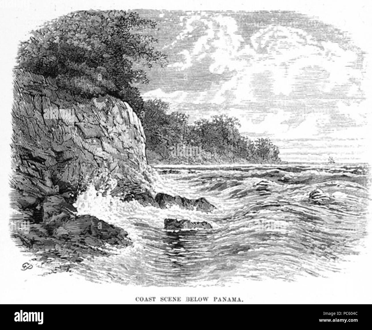 Coastal scene depiction Black and White Stock Photos & Images - Alamy