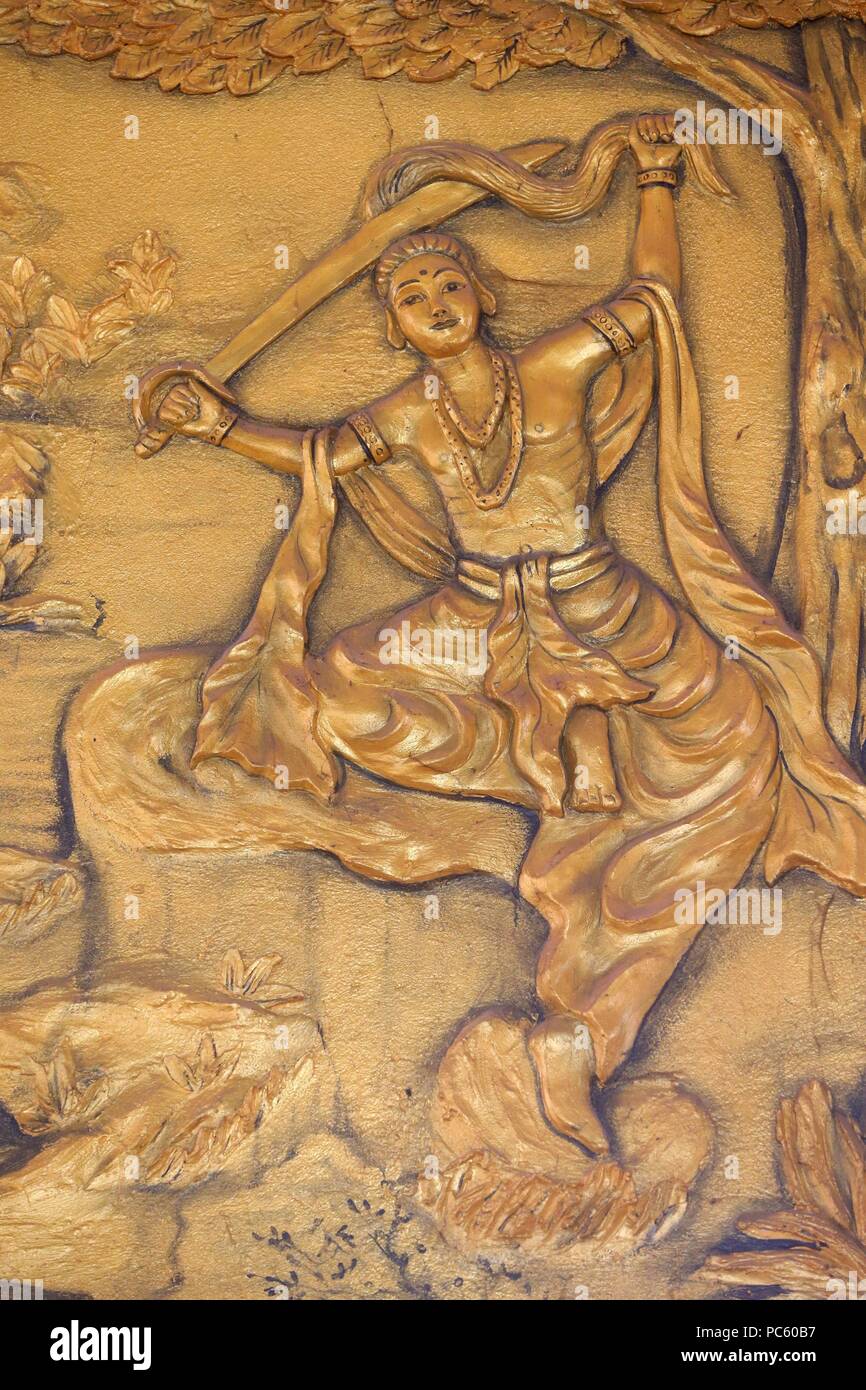 Chua Thiep Long buddhist pagoda. The Great Tonsure the Buddha cuts his