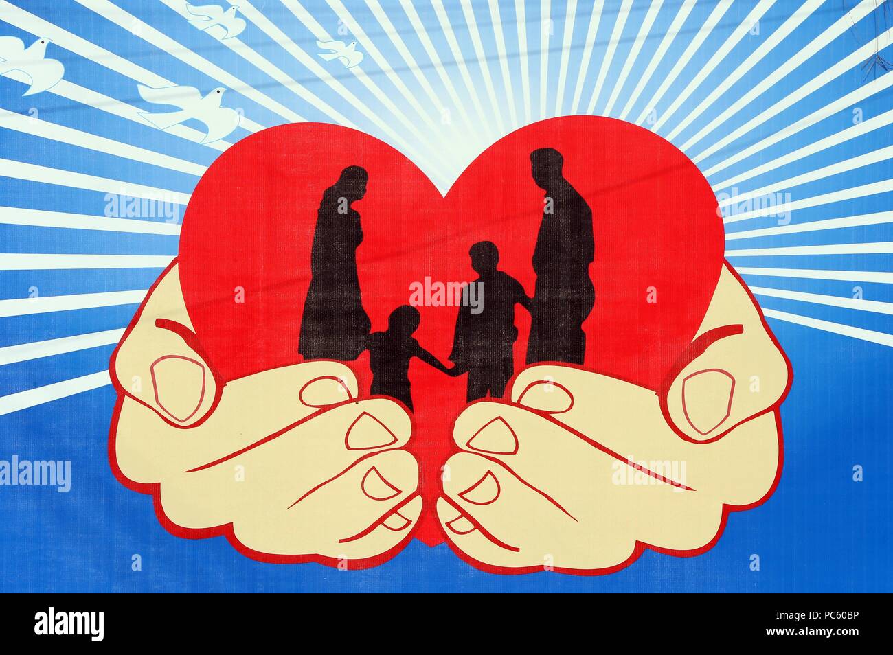 Communist Party poster for family. Thay Ninh. Vietnam. | usage ...