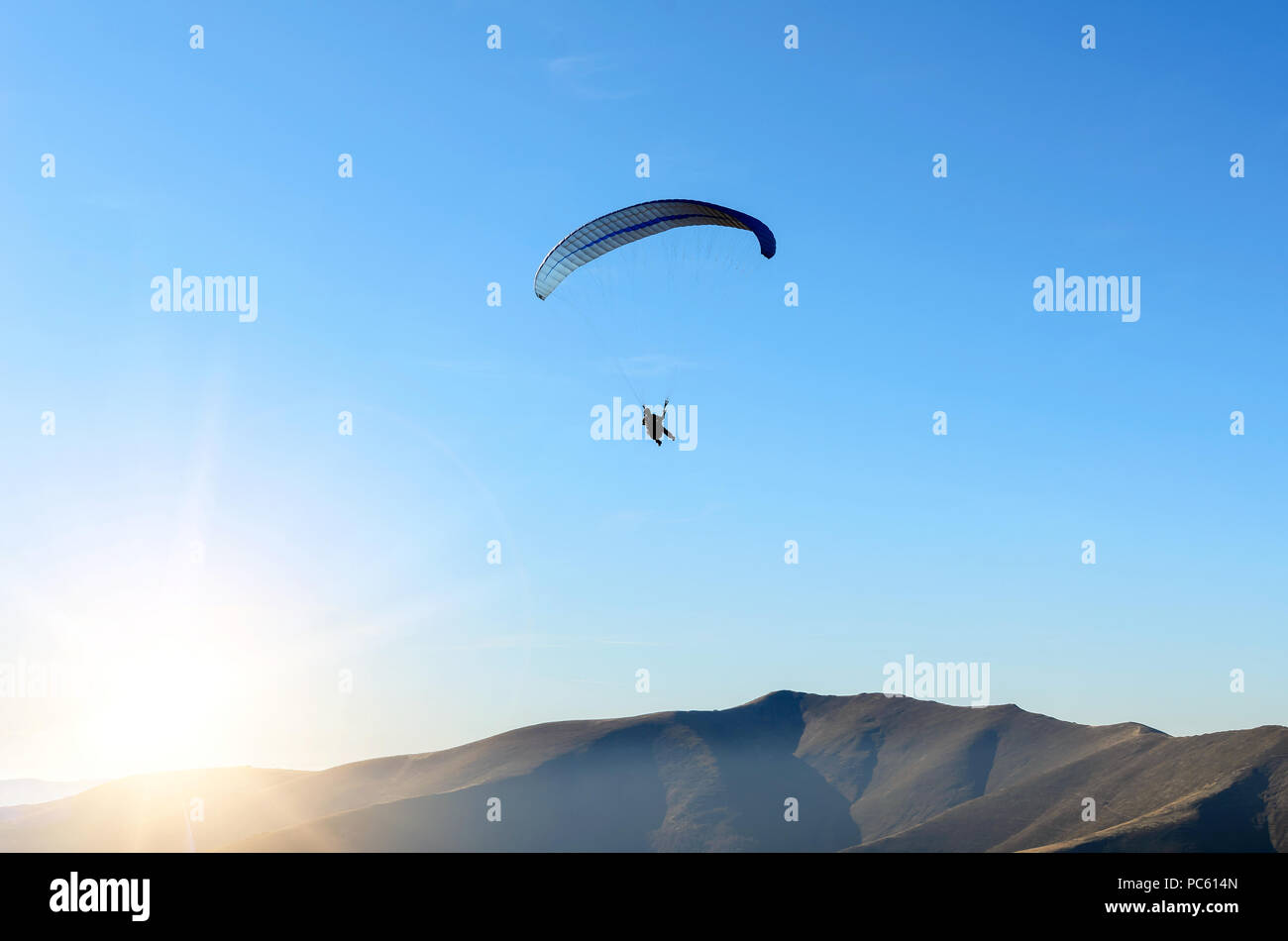 Paraglider against the sky. Stock Photo