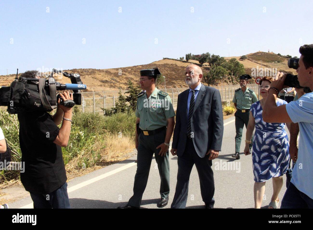 Ceuta Spain 31 July 18 Spanish Civil Guard S General Director Felix Azon C R Visits The Ceuta Border In Ceuta Spain 31 July 18 Azon Expressed Worry Over The Latest Border Jump Occured
