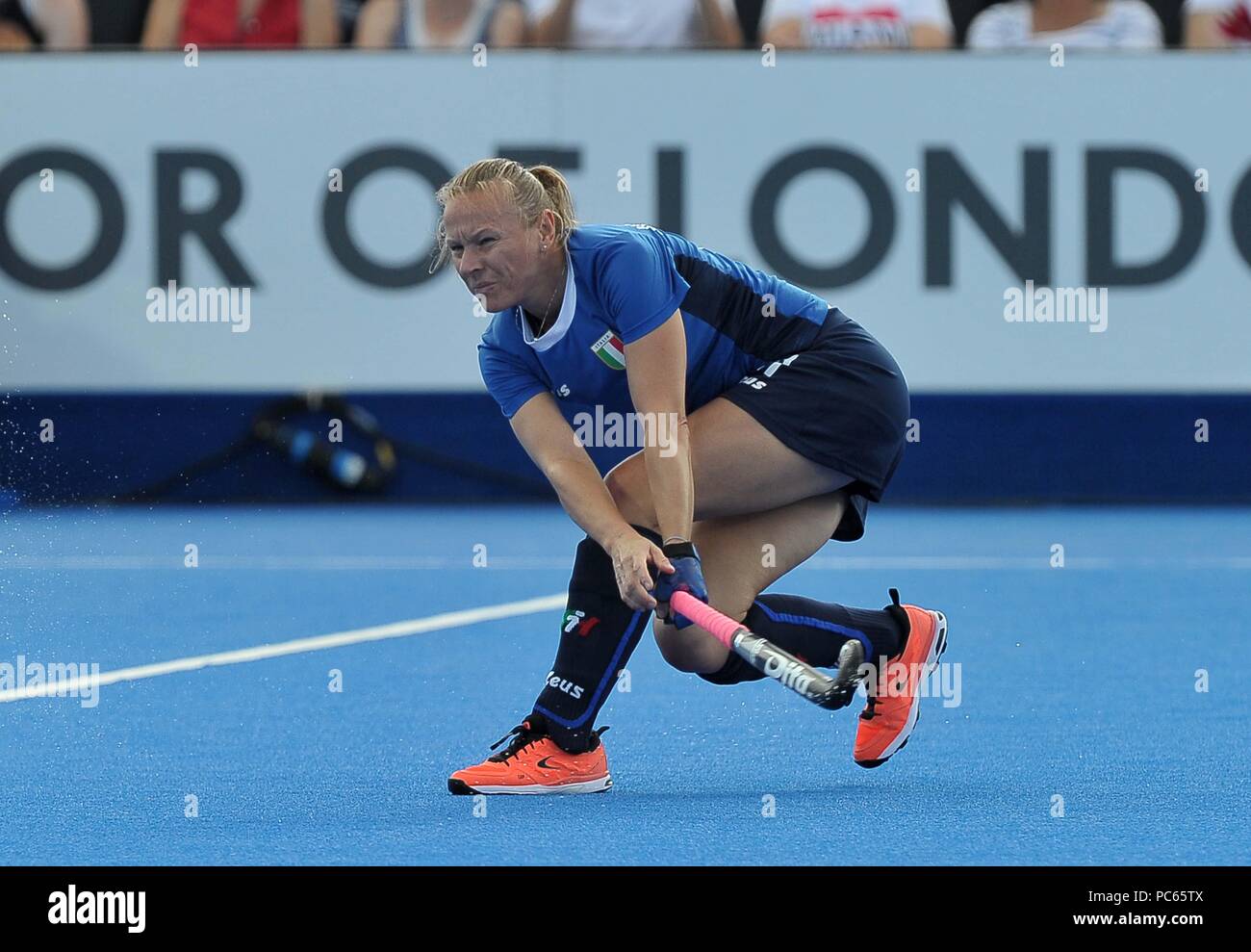 London, UK. 31st Jully 2018. Agata Wybieralska (ITA). Italy V India. Match 27. Crossover game. Womens Hockey World Cup 2018. Lee Valley hockey centre. Queen Elizabeth Olympic Park. Stratford. London. UK. 31/07/2018. Credit: Sport In Pictures/Alamy Live News Stock Photo