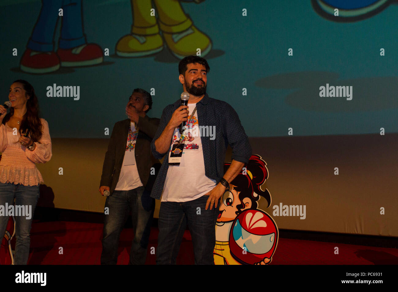 SÃO PAULO, SP - 31.07.2018: ANIMAÇÃO DO SENNINHA É LANÇADA EM SP - This event was held on Tuesday (31) the launch event of the new animated series of the character Senninha that will premiere on 08/08 on Gloobat&#39;s Glat cat channel. The animation that is inspired by three-time Formula 1 champion on Senna is called &quotquot;Senninha na Pista Maluca&quot; (&amotquot;Senninha na Pista Maluca&quot;), which has 26 epis, ewithwith 11 minutes, which will be shown dai daily at various times.hlights include Bianca Sennaenna, director of branding for the Ayrton Senna Institute and niece of the pilot Stock Photo