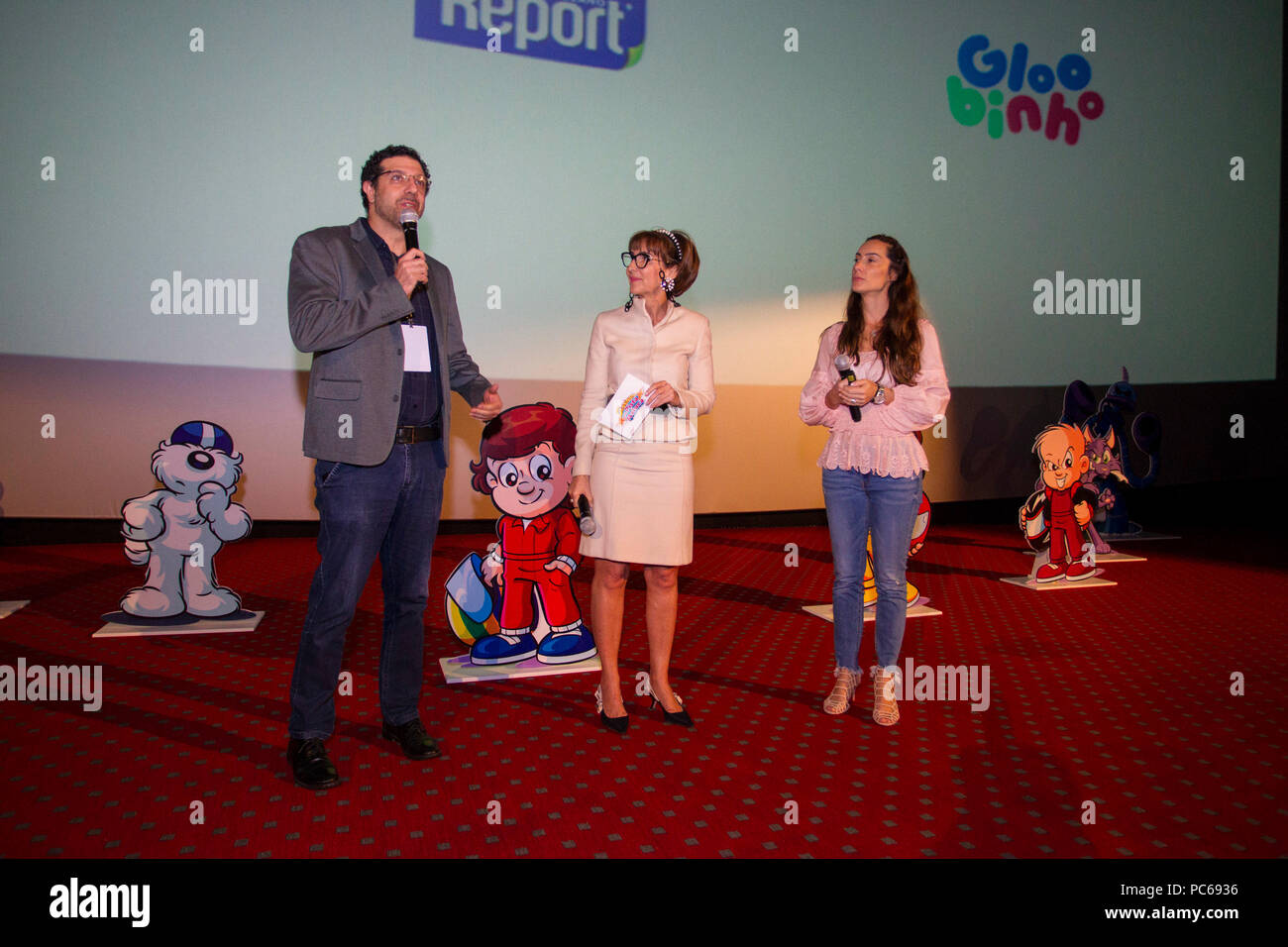 SÃO PAULO, SP - 31.07.2018: ANIMAÇÃO DO SENNINHA É LANÇADA EM SP - This event was held on Tuesday (31) the launch event of the new animated series of the character Senninha that will premiere on 08/08 on Gloobat&#39;s Glat cat channel. The animation that is inspired by three-time Formula 1 champion Ayrton Senna is called &quot;Sena naa na Pista Maluca&quot; (&amotquot;Senninha na Pista Malamp;quot;), which has 26 episodes, each withwith 11 minutes, which wbe shown dai daily at various times. No highlight was the representative of Aramis with Viviane Senna, president of the Ayrton Senna Institu Stock Photo