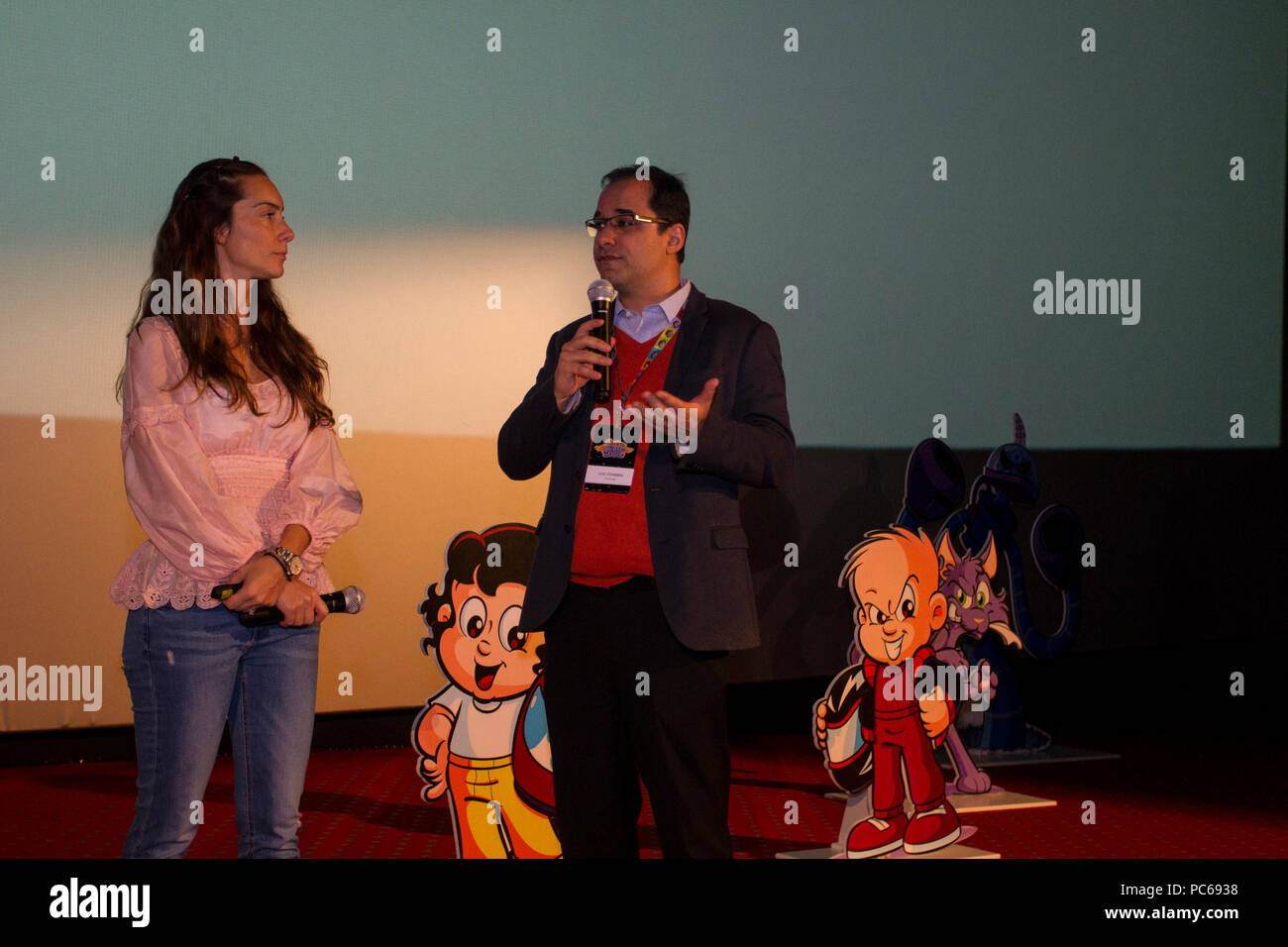 SÃO PAULO, SP - 31.07.2018: ANIMAÇÃO DO SENNINHA É LANÇADA EM SP - This event was held on Tuesday (31) the launch event of the new animated series of the character Senninha that will premiere on 08/08 on Gloobat&#39;s Glat cat channel. The animation that is inspired by three-time Formula 1 champion on Senna is called &quotquot;Senninha na Pista Maluca&quot; (&amotquot;Senninha na Pista Maluca&quot;), which has 26 epis, ewithwith 11 minutes, which will be shown dai daily at various times.highlight is Bianca Senna, ba, branding director of the Institute and Luiz Coimbra, relations manager of Ita Stock Photo