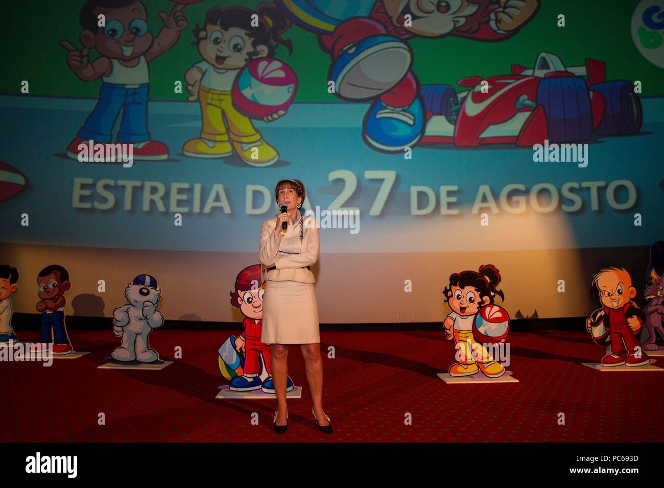 SÃO PAULO, SP - 31.07.2018: ANIMAÇÃO DO SENNINHA É LANÇADA EM SP - This event was held on Tuesday (31) the launch event of the new animated series of the character Senninha that will premiere on 08/08 on Gloobat&#39;s Glat cat channel. The animation that is inspired by three-time Formula 1 champion on Senna is called &quotquot;Senninha na Pista Maluca&quot; (&amotquot;Senninha na Pista Maluca&quot;), which has 26 epis, ewithwith 11 minutes, which will be shown dai daily at various times. to mention Viviane Senna, pa, president of the Ayrton Senna Institute. (Photo: Emerson Santos/Fotoarena) Stock Photo