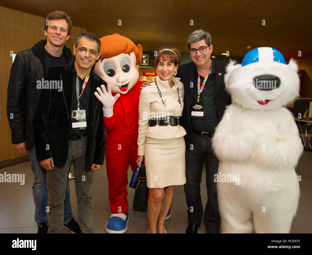 SÃO PAULO, SP - 31.07.2018: ANIMAÇÃO DO SENNINHA É LANÇADA EM SP - This event was held on Tuesday (31) the launch event of the new animated series of the character Senninha that will premiere on 08/08 on Gloobat&#39;s Glat cat channel. The animation that is inspired by three-time Formula 1 champion Ayrton Senna is ed &quotquot;Senninha na Pista Maluca&quot; (&amotquot;Senninha na Pista Maluca&quot;), which has 26 episodes, each with 11 tes, which will be shown dai daily at various times. In the spotlighdaut Dias Jrs Jr, creative director of the Institute and one of the creators of Senninha wit Stock Photo