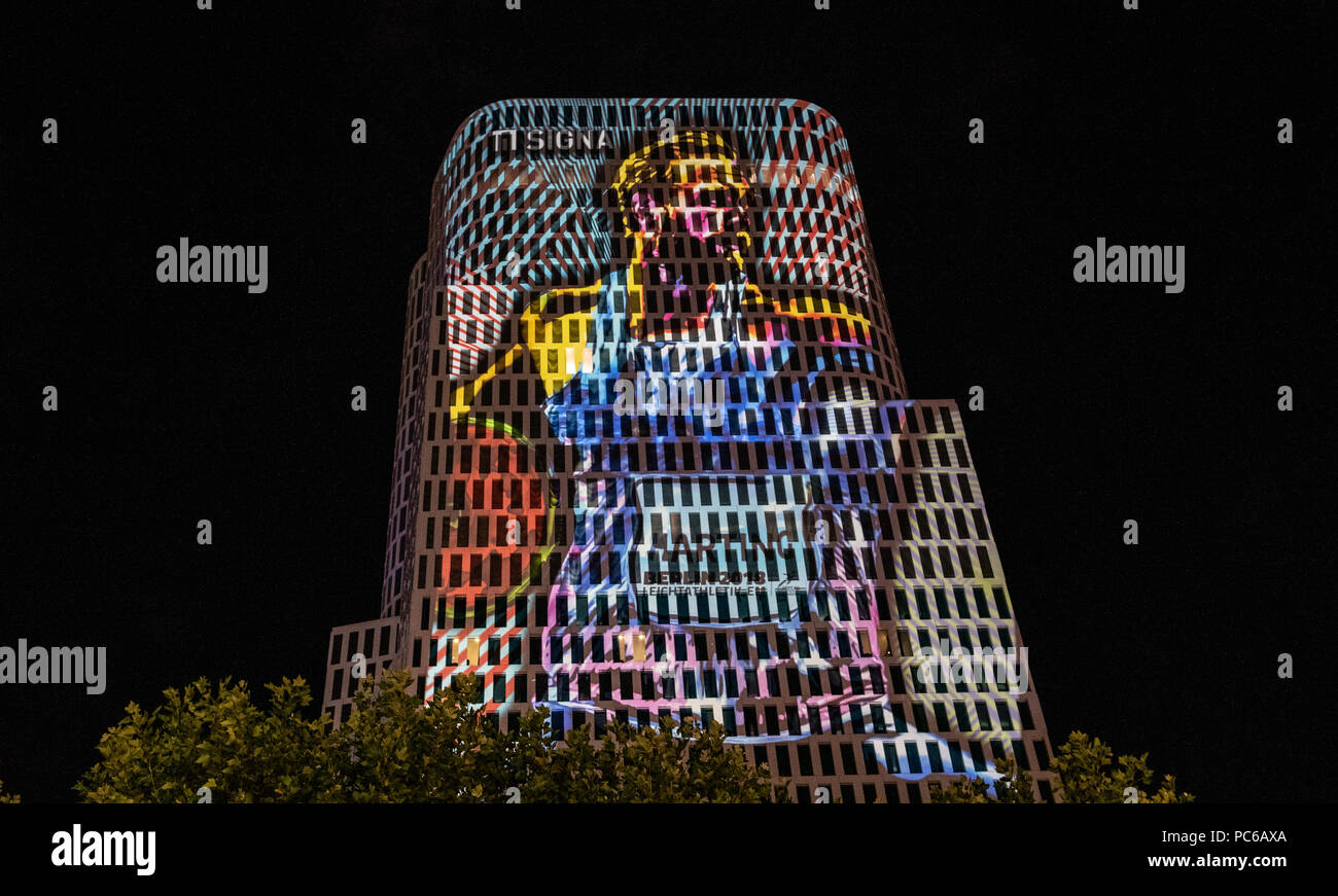 Berlin, Germany. 31st July, 2018. Sandra enjoys a refreshing bath in the  waterfall in Viktoriapark in Kreuzberg after work. Credit: Paul  ZinkendpaAlamy Live News Stock Photo - Alamy