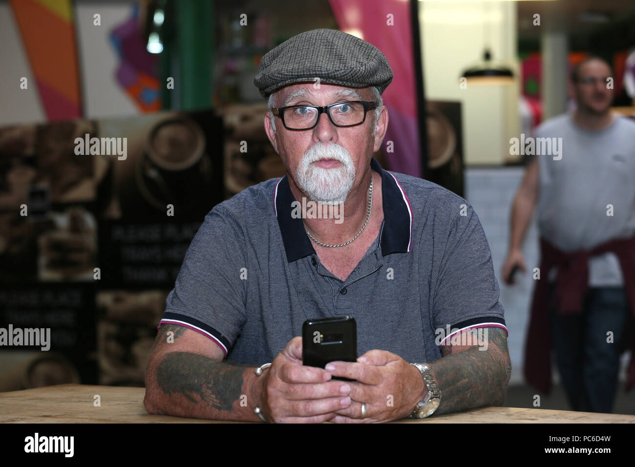 Leeds, UK. 1st August 2018. A man waiting for the attempt at the world