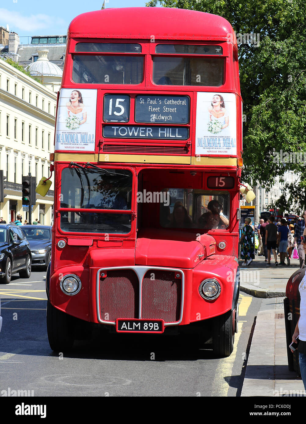 London Buses Routemaster Heritage Route 15, Central London, UK, 01 August  2018, London Buses Routemaster Heritage Route 15 runs between Trafalgar  Square and Tower Hill using 1960's AEC Routemasters. It is the
