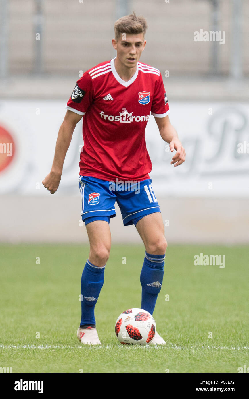 Lucas HUFNAGEL (Haching) with Ball, Individual with ball, Action, upright, Football 3. Liga, 1. matchday, KFC Uerdingen 05 (KFC) - SpVgg Unterhaching (Haching) 1: 3, on 29.07.2018 in Duisburg / Germany. ¬ | usage worldwide Stock Photo