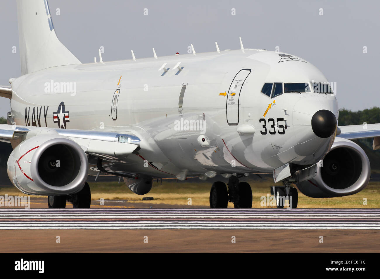 Fairford, UK. 16th July, 2018. US Navy Boeing P-8A Poseidon departing Fairford after having attended RIAT 2018. Credit: C. Van Grinsven/SOPA Images/ZUMA Wire/Alamy Live News Stock Photo