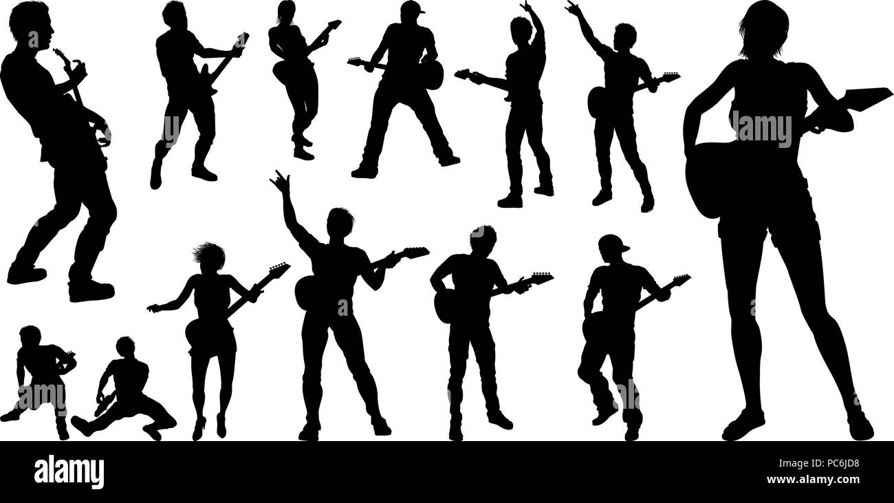 Set girl playing guitar Stock Vector Images - Alamy