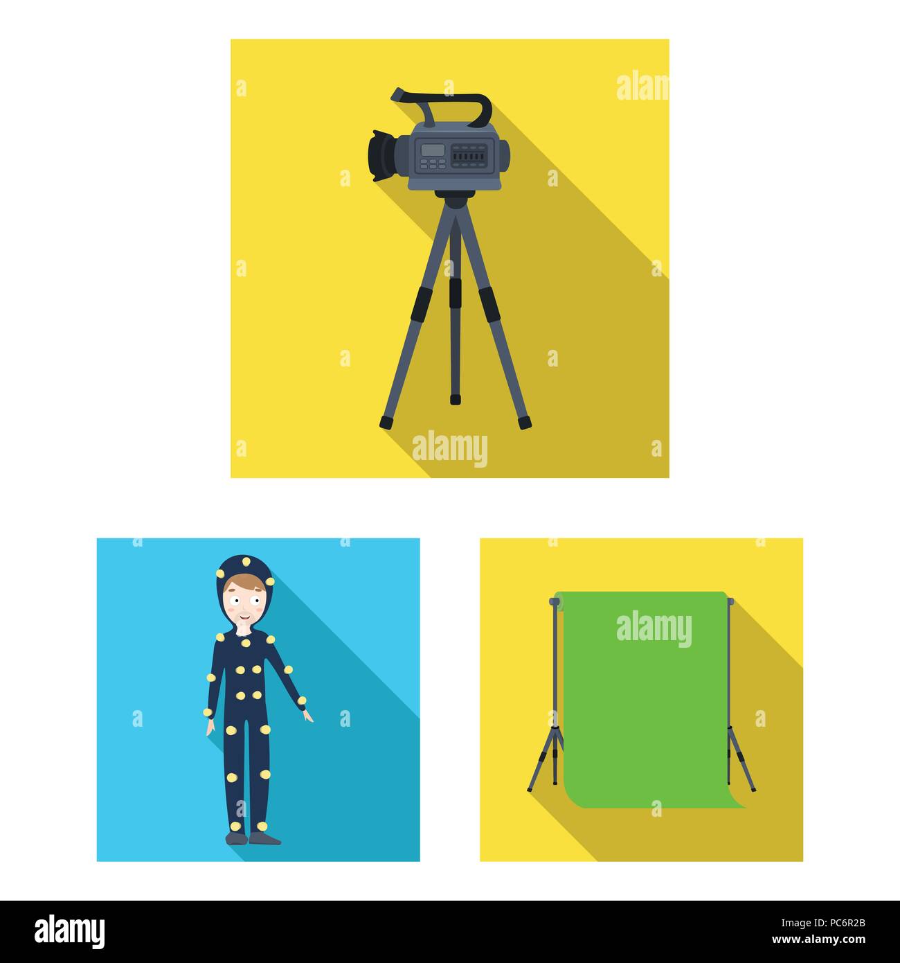 Making a movie flat icons in set collection for design. Attributes and ...