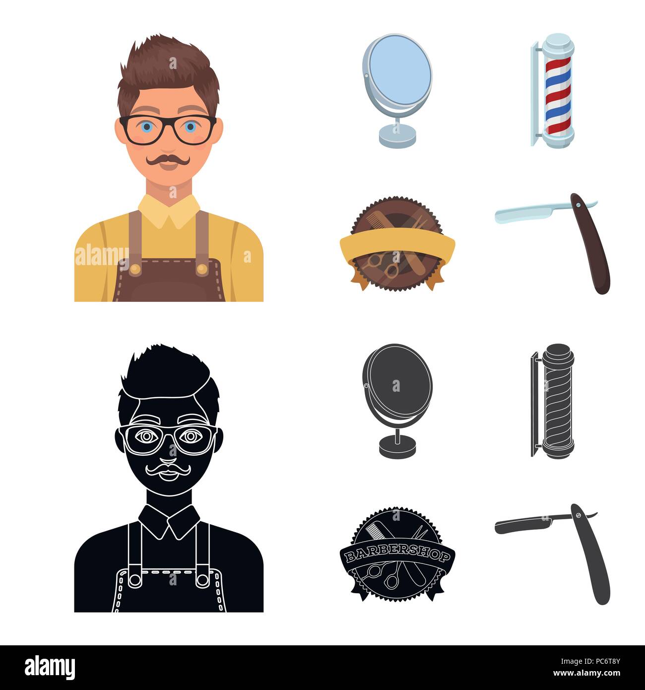 Male Hairdresser Sign Mirror And Other Equipment For A